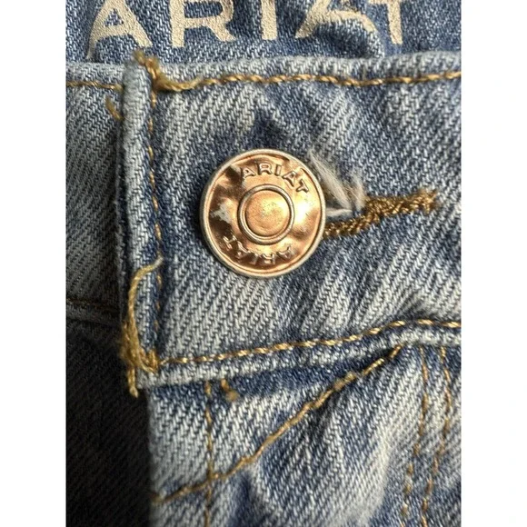 Ariat Ultra High Rise Tomboy Straight Jeans Womens 27R Light Wash Distressed - Picture 9 of 12